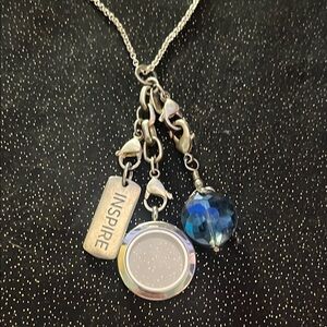 Medium Hinged Living Locket with Blue Crystal & Inspire Tag